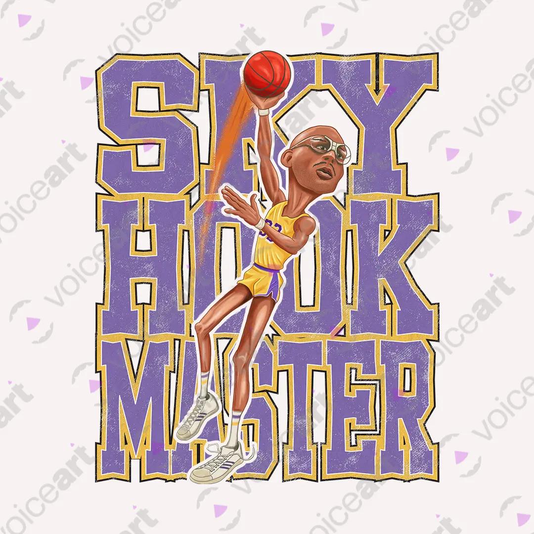 VOICEART White Watermark The Sky Hook Kareem Sports Tee for LA Basketball Fans Short Sleeve T-Shirt for Men and Women