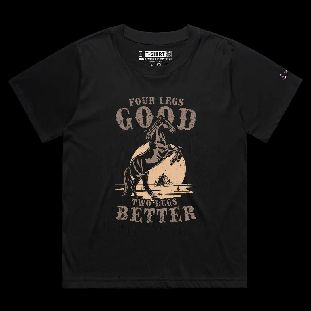 VOICEART Black Female Loose Prancing Racehorse Funny Graphic Tee Wordplay Short Sleeve Cotton T-Shirt for Men and Women
