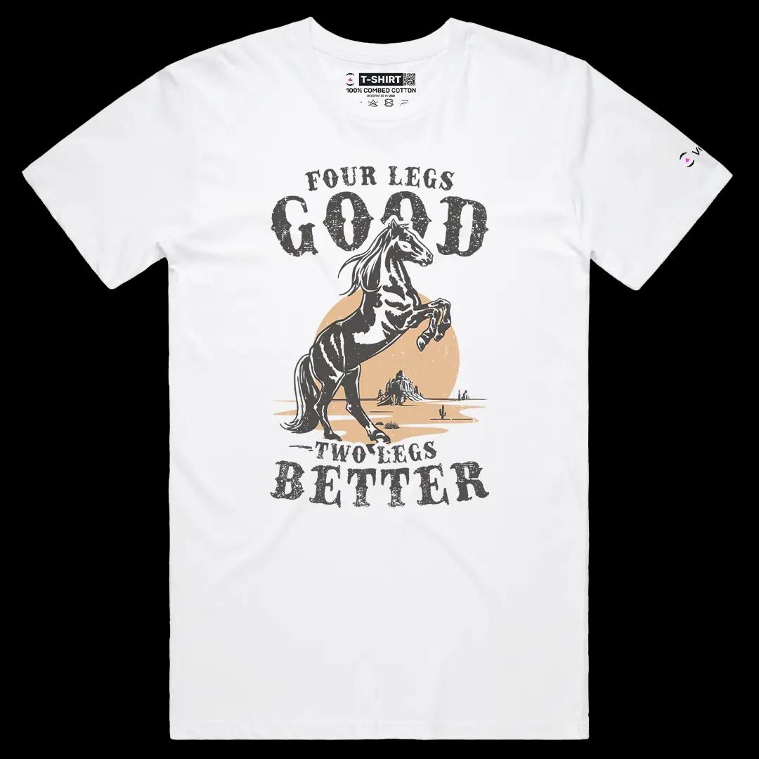 VOICEART White Male Regular Prancing Racehorse Funny Graphic Tee Wordplay Short Sleeve Cotton T-Shirt for Men and Women