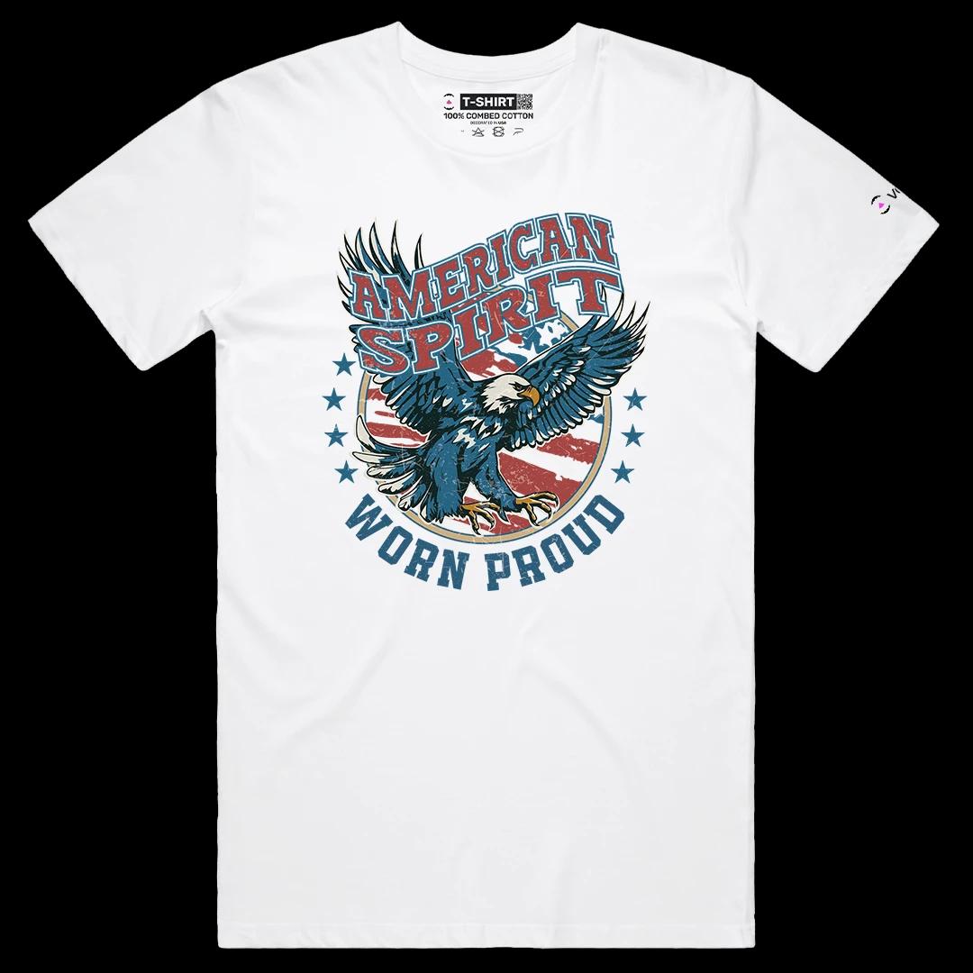 VOICEART White Male Regular American Spirit USA Independence Day Bald Eagle Tee Short Sleeve T-Shirt for Men and Women