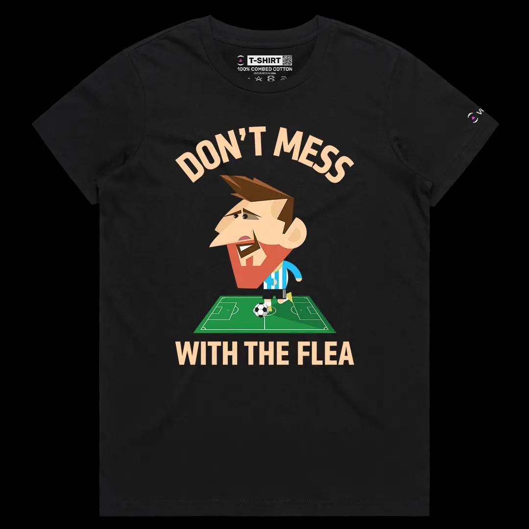 VOICEART Black Female Regular Lionel Messi The Flea Sports Graphic Tee for Soccer Fans Short Cotton Shirt for Men and Women