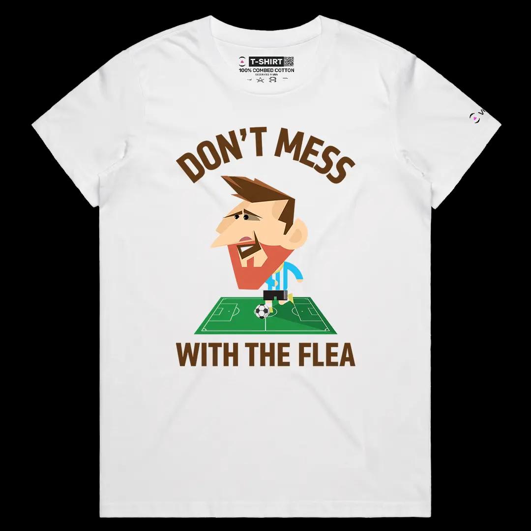 VOICEART White Female Regular Lionel Messi The Flea Sports Graphic Tee for Soccer Fans Short Cotton Shirt for Men and Women