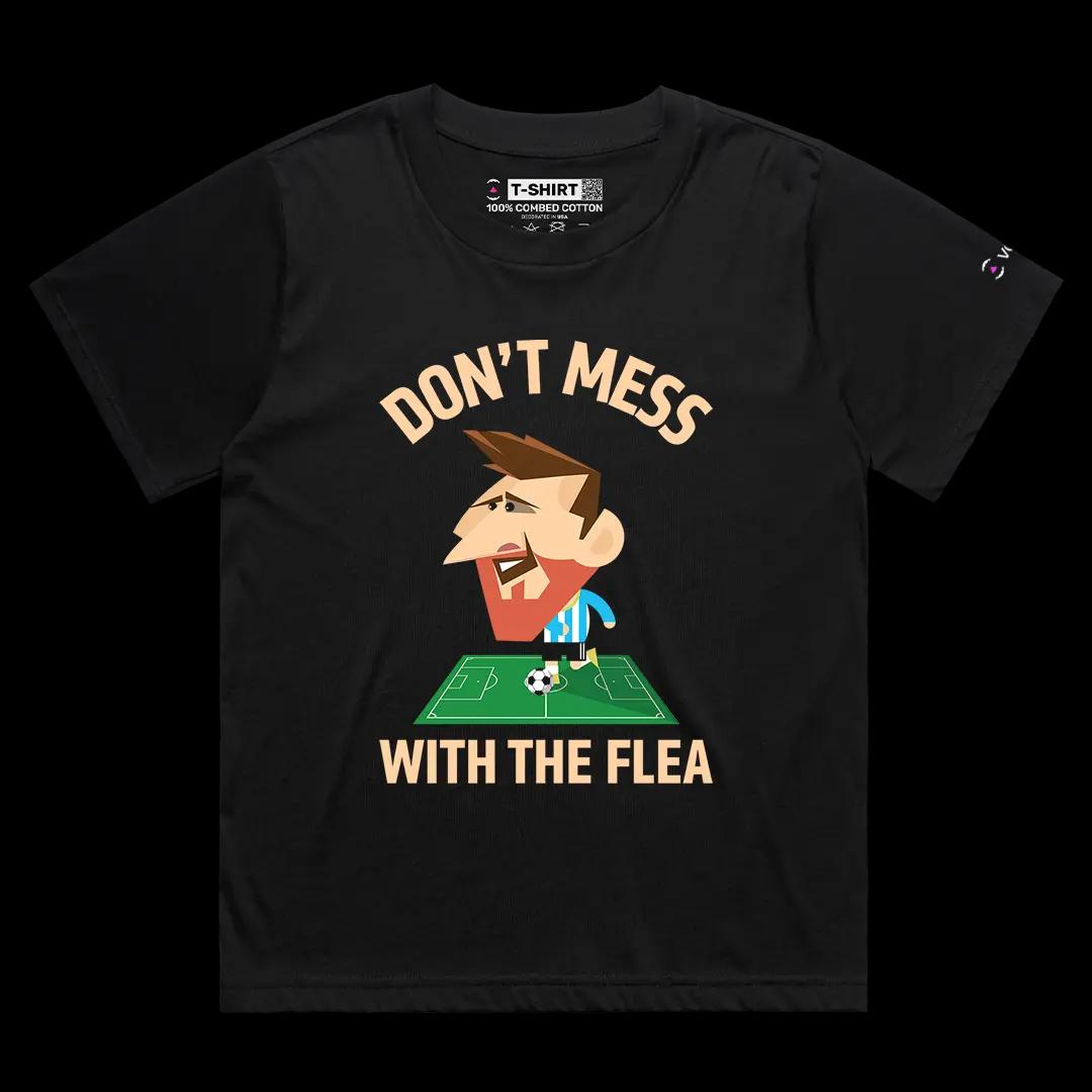 VOICEART Black Female Loose Lionel Messi The Flea Sports Graphic Tee for Soccer Fans Short Cotton Shirt for Men and Women