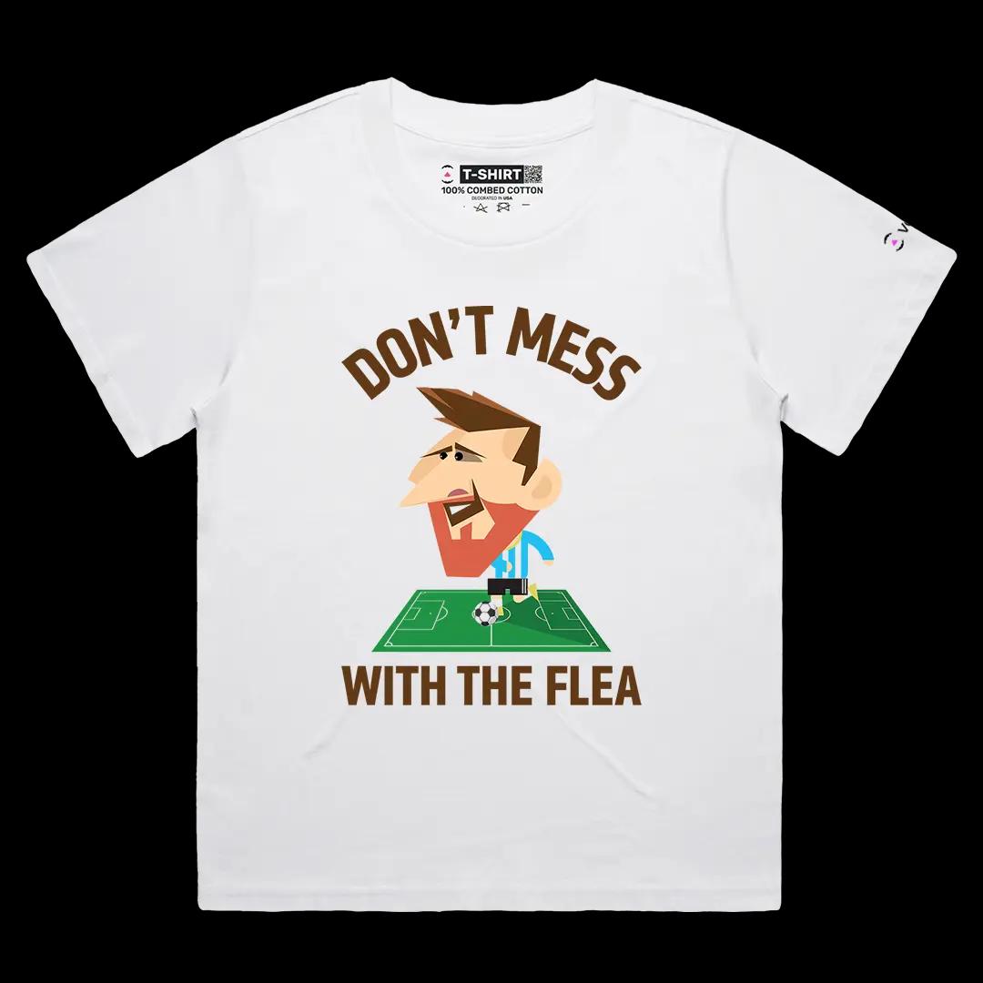 VOICEART White Female Loose Lionel Messi The Flea Sports Graphic Tee for Soccer Fans Short Cotton Shirt for Men and Women