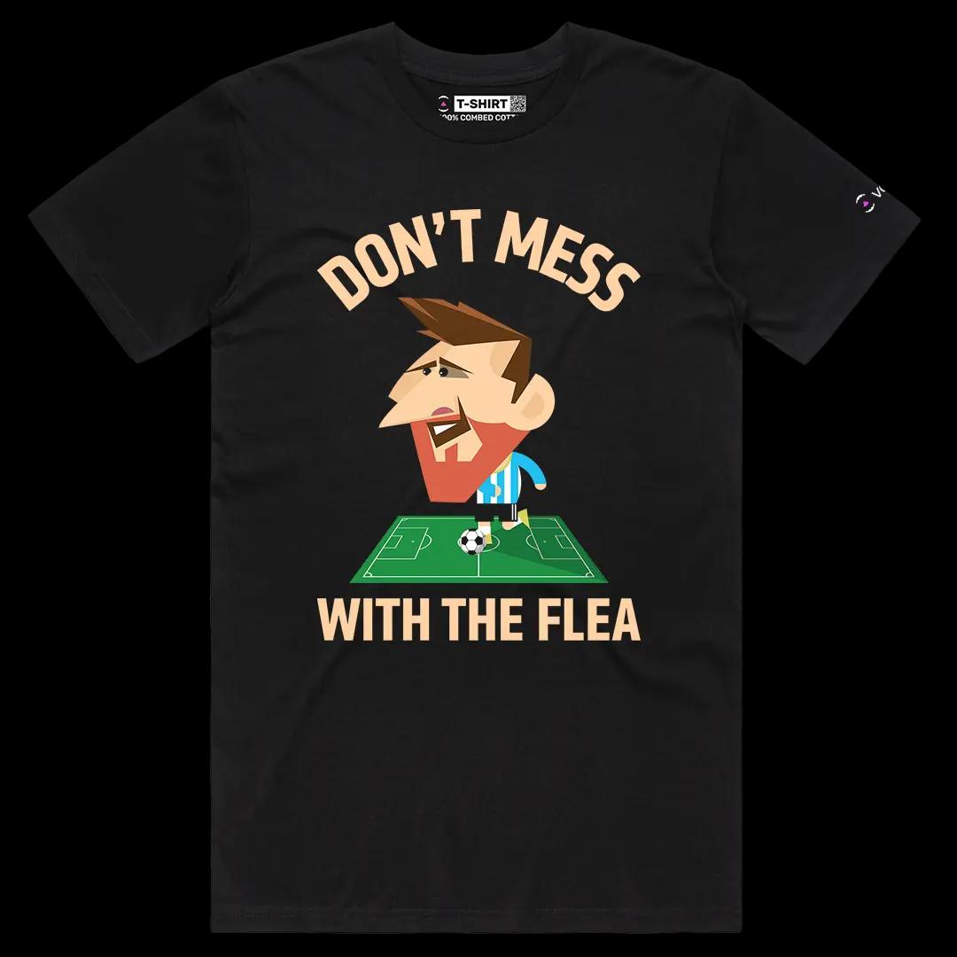 VOICEART Black Male Regular Lionel Messi The Flea Sports Graphic Tee for Soccer Fans Short Cotton Shirt for Men and Women