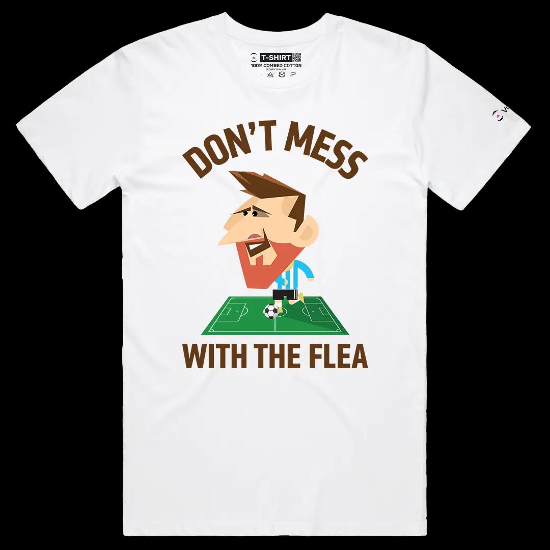 VOICEART White Male Regular Lionel Messi The Flea Sports Graphic Tee for Soccer Fans Short Cotton Shirt for Men and Women