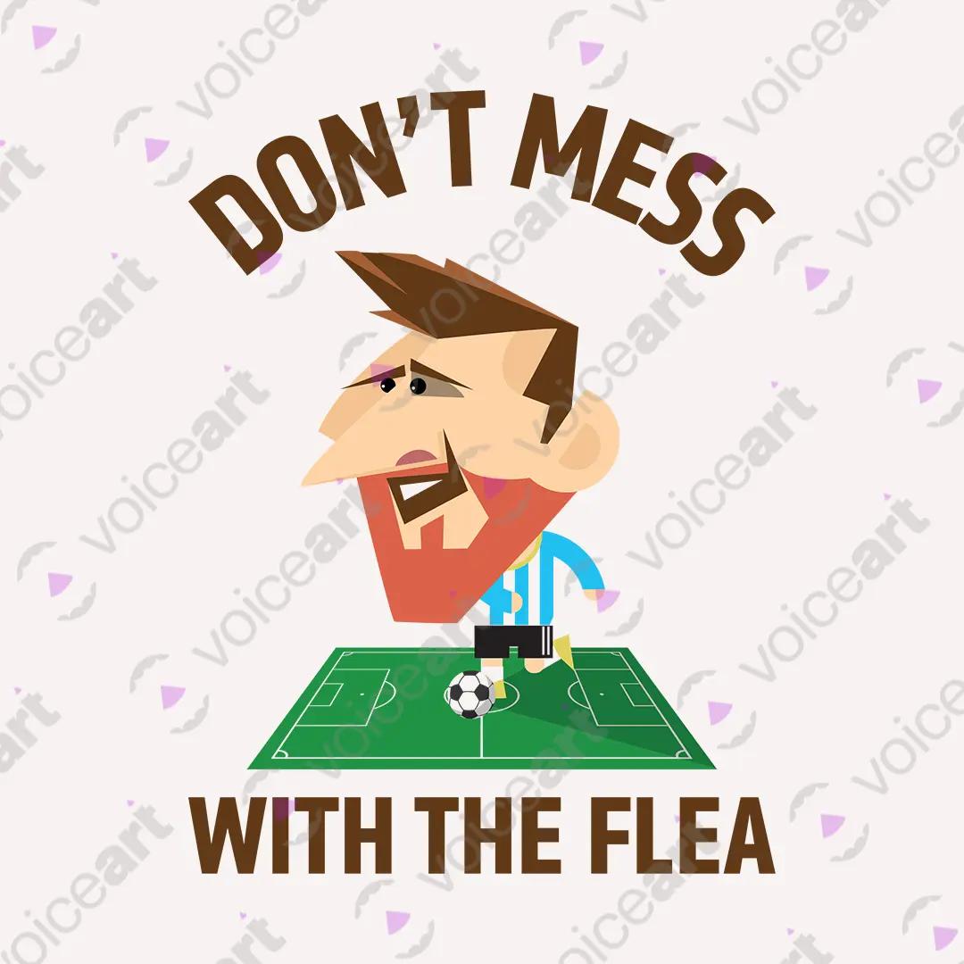 VOICEART White Watermark Lionel Messi The Flea Sports Graphic Tee for Soccer Fans Short Cotton Shirt for Men and Women
