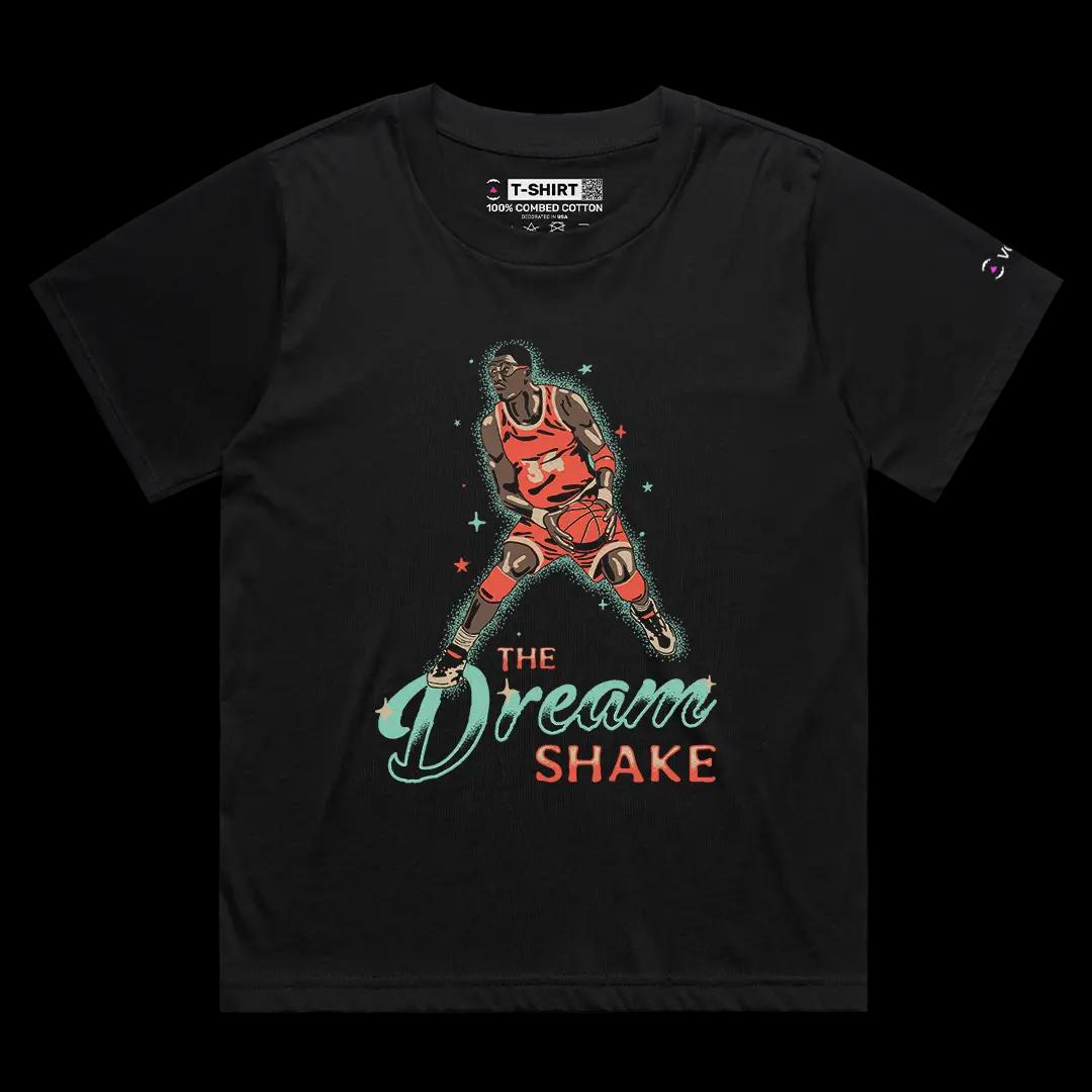 VOICEART Black Female Loose Vintage Hakeem The Dream Shake Sports Graphic Tee for Basketball Fans Short Cotton T-Shirt