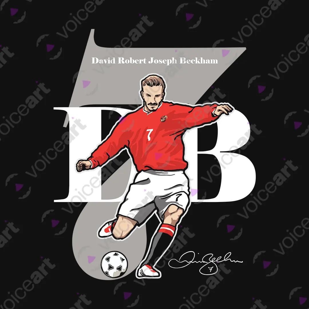 VOICEART Black Watermark Vintage Sir Beckham Sports Graphic Tee for Soccer Fans Short Cotton T-Shirt for Men and Women