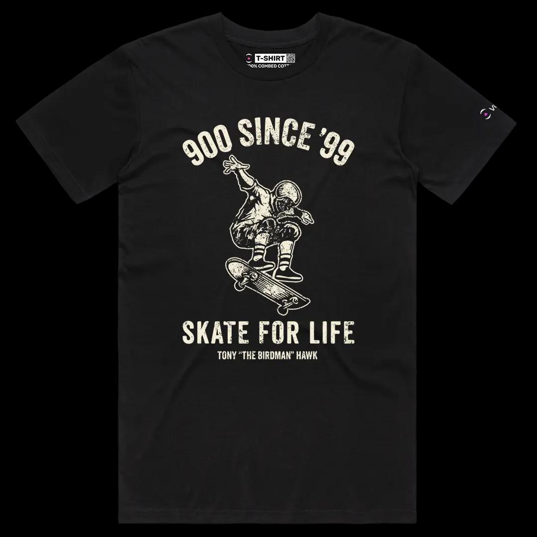 VOICEART Black Male Regular Tony The Bird Man Hawk Graphic Tee for Skateboarding Fans Short Sleeve Shirt for Men and Women