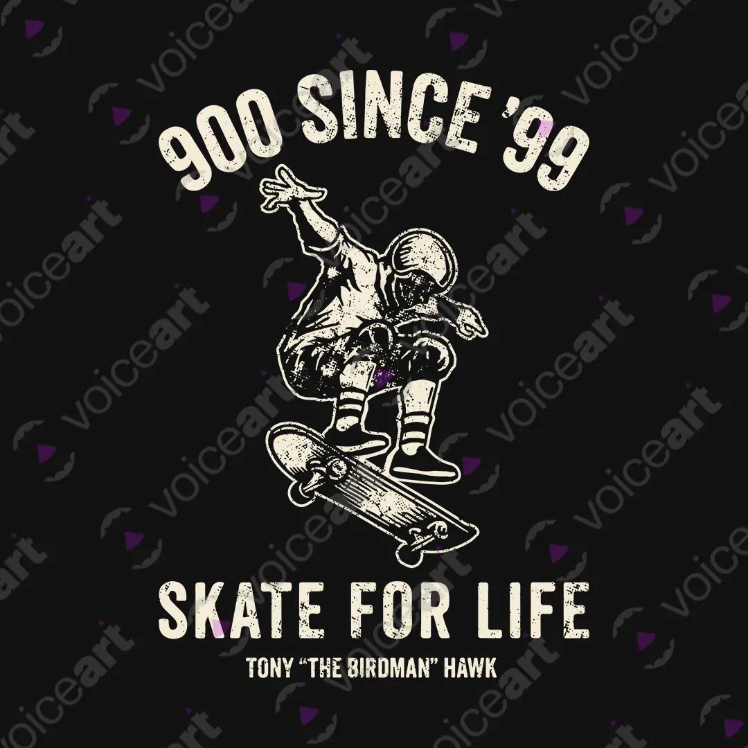VOICEART Black Watermark Tony The Bird Man Hawk Graphic Tee for Skateboarding Fans Short Sleeve Shirt for Men and Women