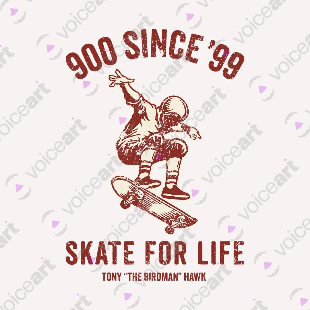 VOICEART White Watermark Tony The Bird Man Hawk Graphic Tee for Skateboarding Fans Short Sleeve Shirt for Men and Women