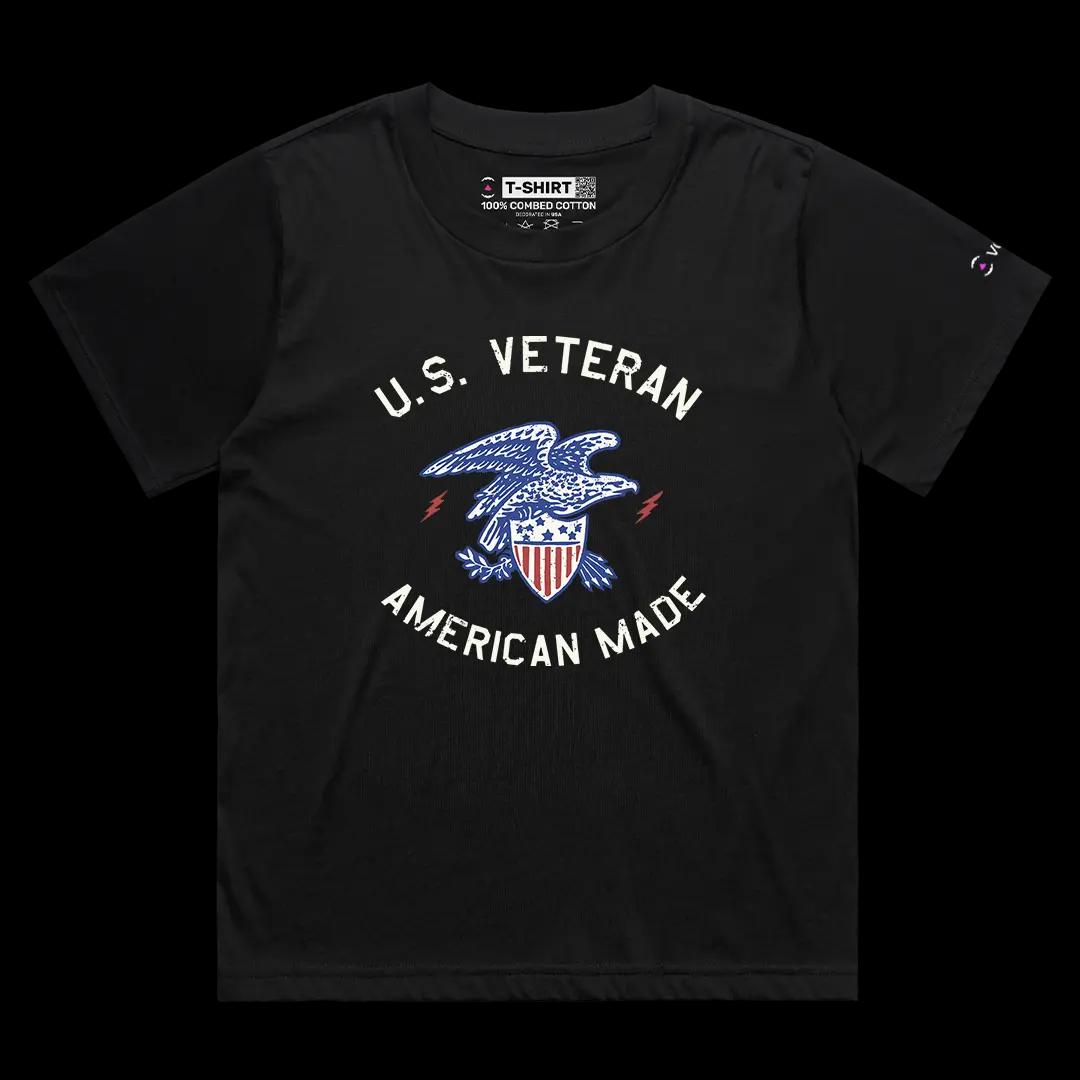 VOICEART Black Female Loose USA Veteran Independence Day American Bald Eagle Graphic Tee Short Sleeve T-Shirt