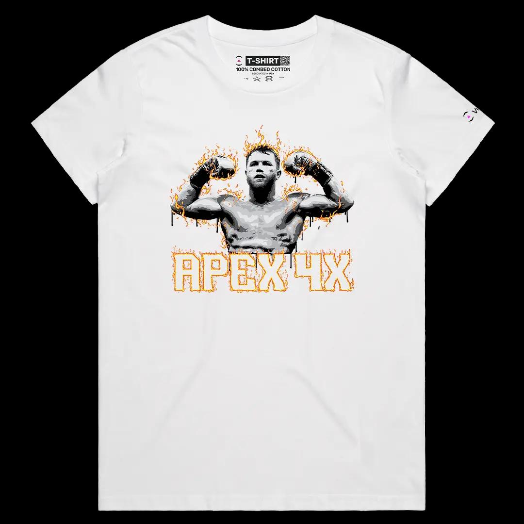 VOICEART White Female Regular Canelo APE4X World Champion Sport Graphic Tee for Boxing Fans Short T-Shirt for Men and Women
