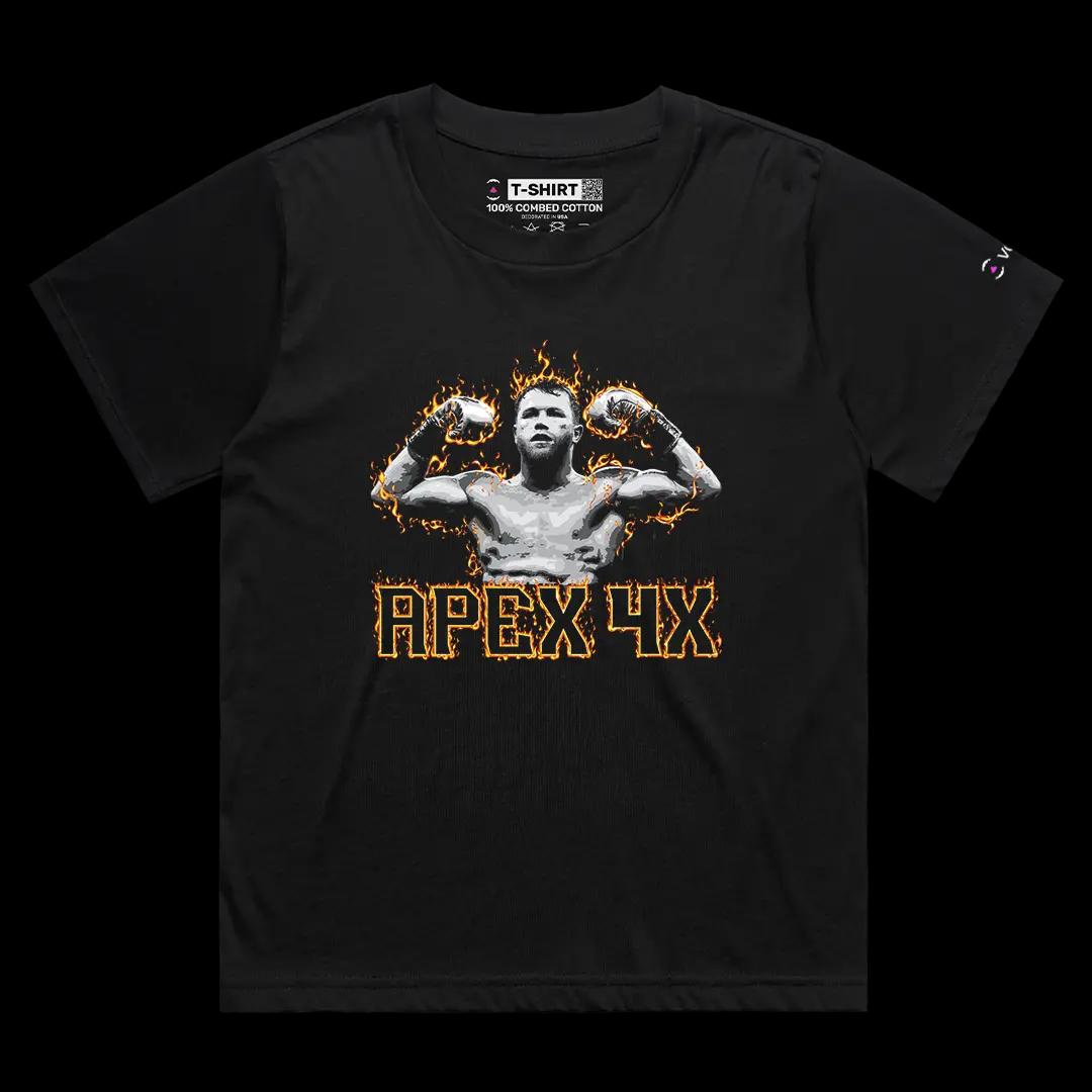 VOICEART Black Female Loose Canelo APE4X World Champion Sport Graphic Tee for Boxing Fans Short T-Shirt for Men and Women
