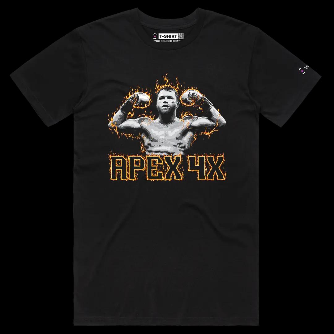 VOICEART Black Male Regular Canelo APE4X World Champion Sport Graphic Tee for Boxing Fans Short T-Shirt for Men and Women