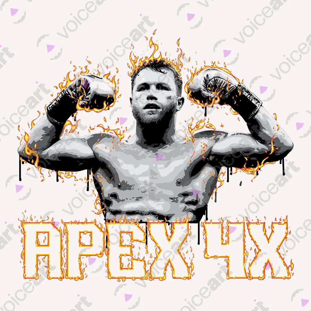 VOICEART White Watermark Canelo APE4X World Champion Sport Graphic Tee for Boxing Fans Short T-Shirt for Men and Women