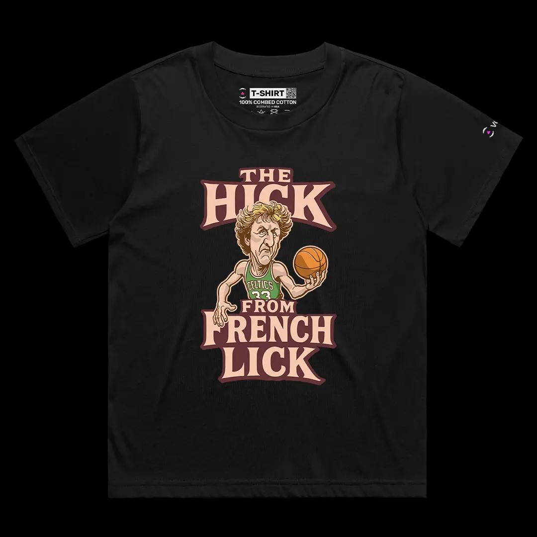 VOICEART Black Female Loose Vintage Larry Bird Sports Graphic Tee for Old School Basketball Fans Short Sleeve Cotton Shirt