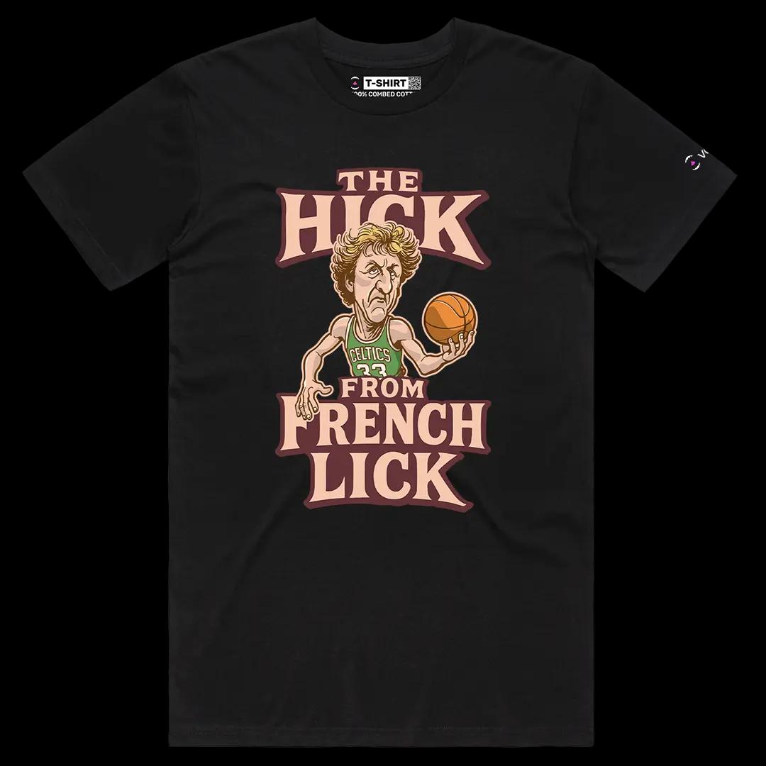 VOICEART Black Male Regular Vintage Larry Bird Sports Graphic Tee for Old School Basketball Fans Short Sleeve Cotton Shirt