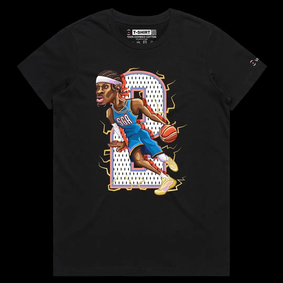 VOICEART Black Female Regular Shai The Champion Sports Graphic Tee for OKC Basketball Fans Short T-Shirt for Men and Women
