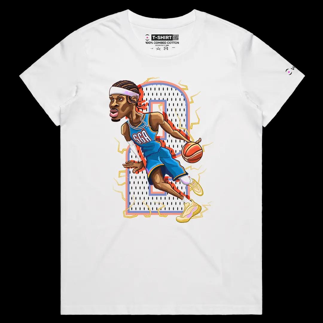VOICEART White Female Regular Shai The Champion Sports Graphic Tee for OKC Basketball Fans Short T-Shirt for Men and Women