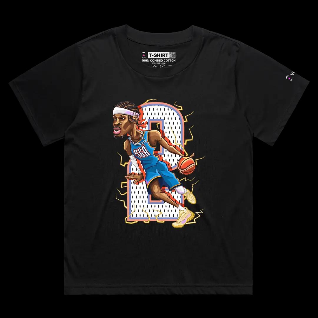 VOICEART Black Female Loose Shai The Champion Sports Graphic Tee for OKC Basketball Fans Short T-Shirt for Men and Women