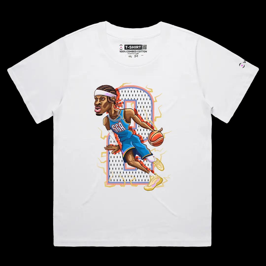 VOICEART White Female Loose Shai The Champion Sports Graphic Tee for OKC Basketball Fans Short T-Shirt for Men and Women