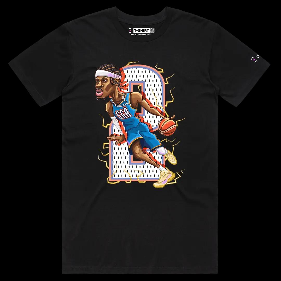 VOICEART Black Male Regular Shai The Champion Sports Graphic Tee for OKC Basketball Fans Short T-Shirt for Men and Women
