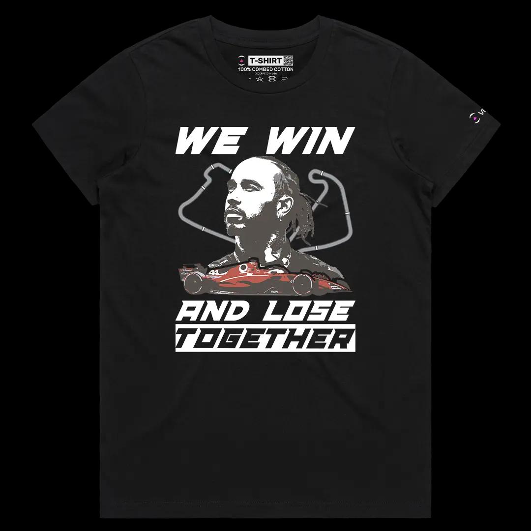VOICEART Black Female Regular Lewis Hamilton Quote Sports Graphic Tee Formula Racing Fans Short Cotton Shirt Men and Women