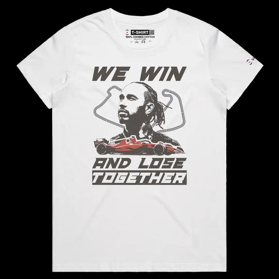 VOICEART White Female Regular Lewis Hamilton Quote Sports Graphic Tee Formula Racing Fans Short Cotton Shirt Men and Women