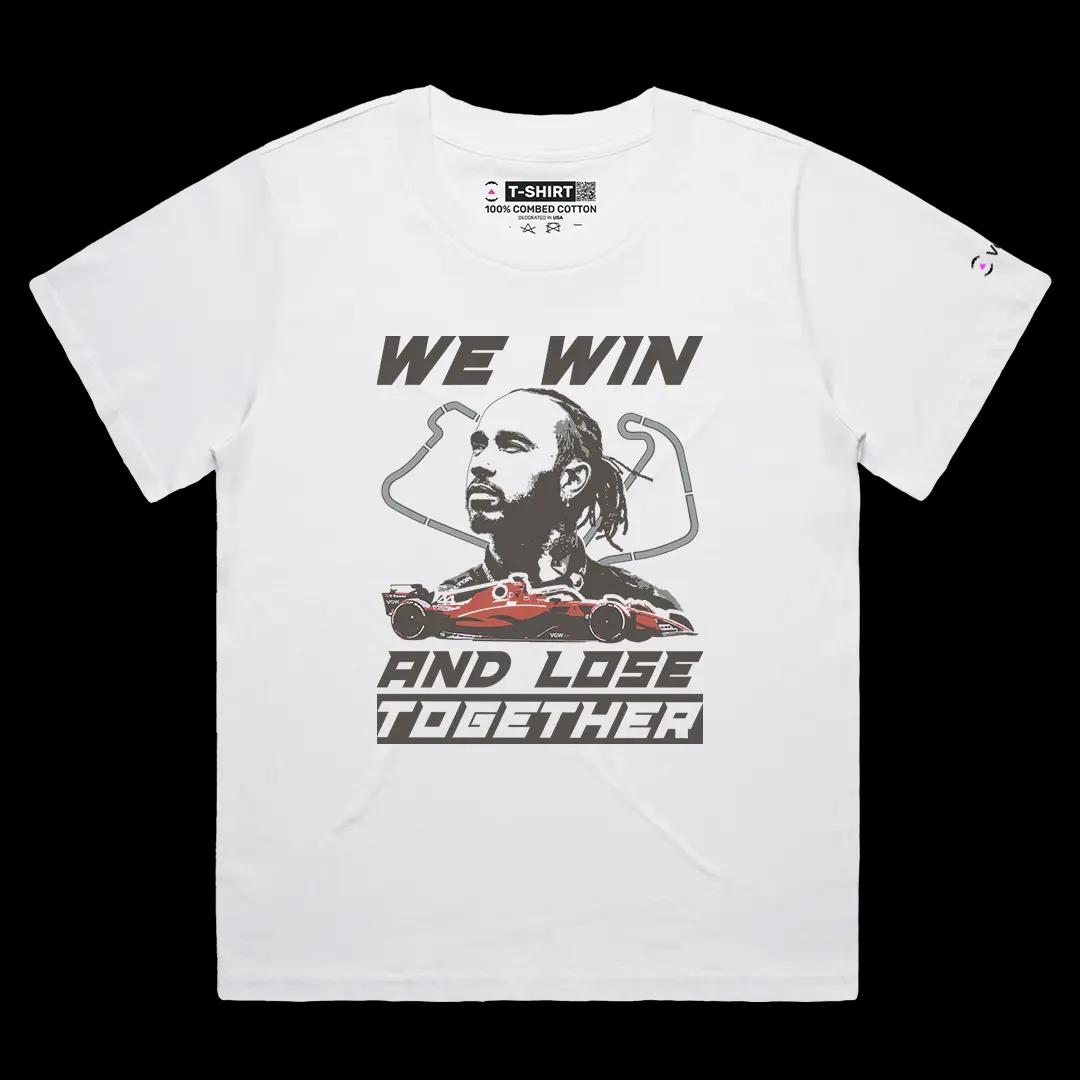 VOICEART White Female Loose Lewis Hamilton Quote Sports Graphic Tee Formula Racing Fans Short Cotton Shirt Men and Women