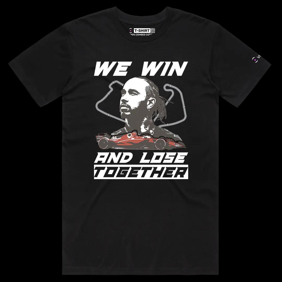 VOICEART Black Male Regular Lewis Hamilton Quote Sports Graphic Tee Formula Racing Fans Short Cotton Shirt Men and Women