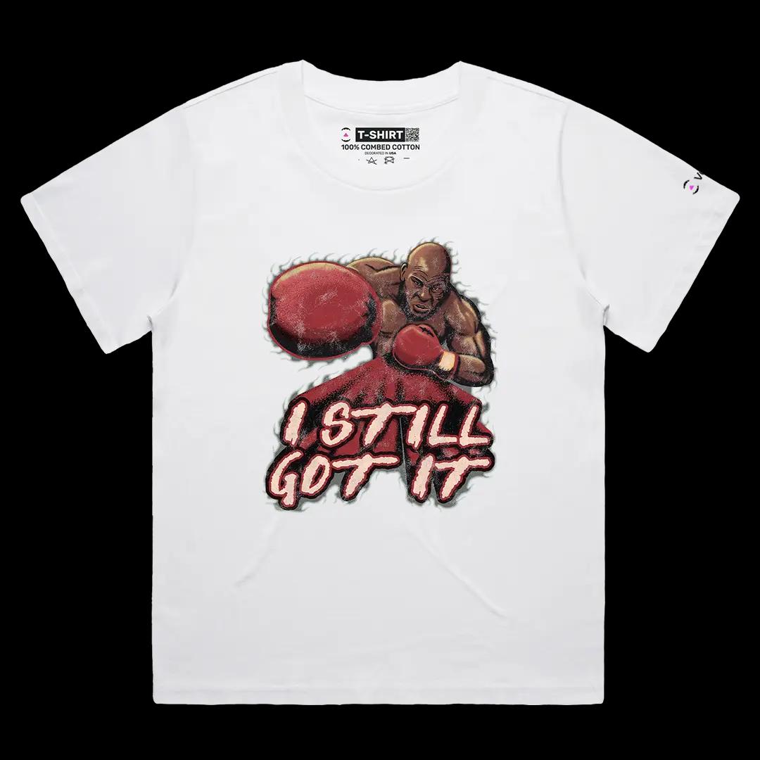VOICEART White Female Loose Vintage Tyson Still Got It Sports Graphic Tee for Boxing Fans Short T-Shirt for Men and Women