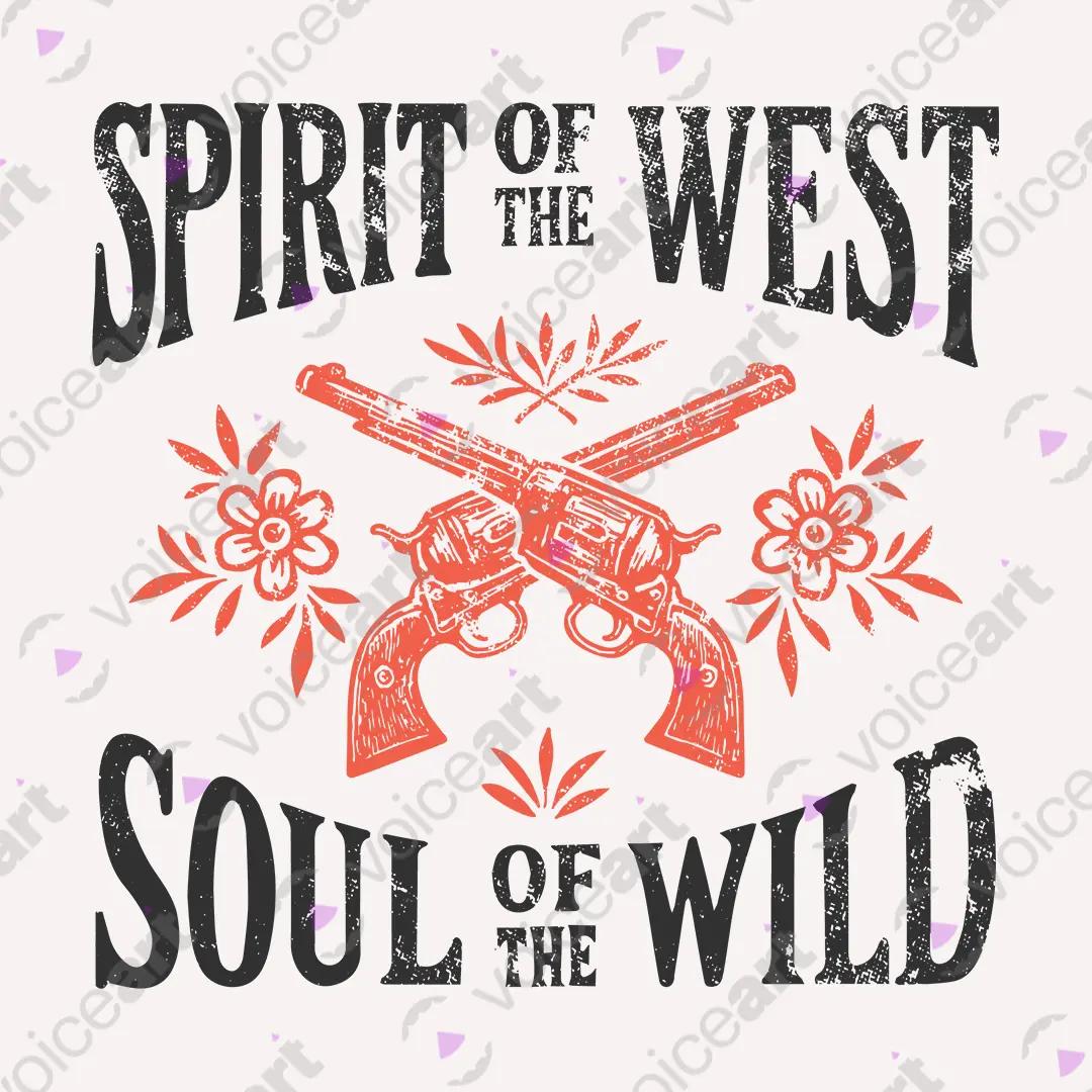 VOICEART White Watermark Wild West Lifestyle Graphic Tee Western Short Sleeve Combed Cotton T-Shirt for Men and Women