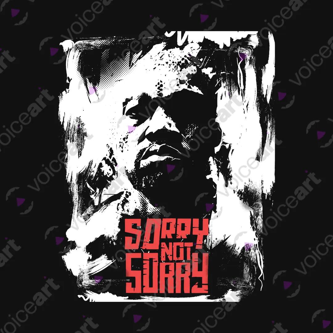 VOICEART Black Watermark Kanye Sorry Not Sorry Quote Graphic Tee for Rap Fans Short Cotton T-Shirt for Men and Women