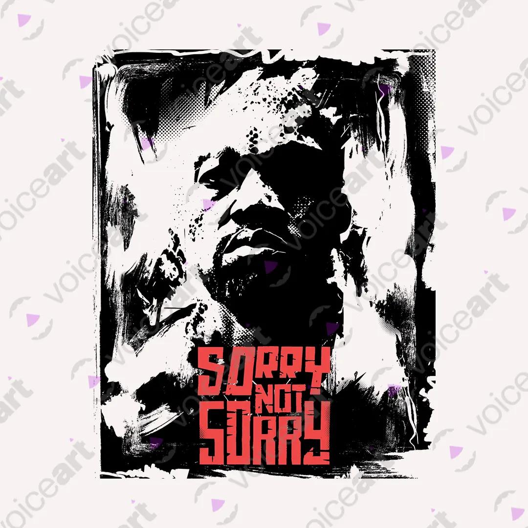 VOICEART White Watermark Kanye Sorry Not Sorry Quote Graphic Tee for Rap Fans Short Cotton T-Shirt for Men and Women