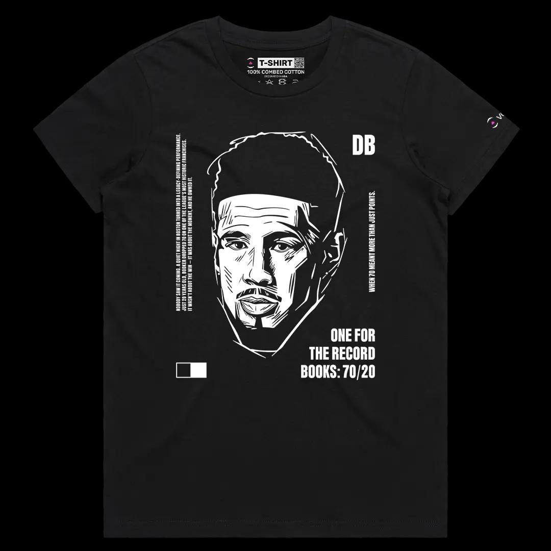 VOICEART Black Female Regular Booker 70 Sports Graphic Tee for PHX Basketball Fans Short Sleeve Cotton T-Shirt Men and Women