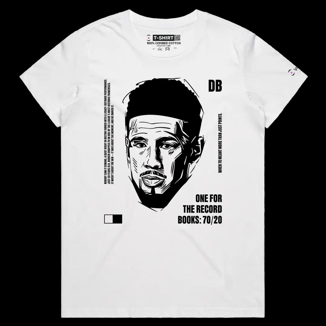 VOICEART White Female Regular Booker 70 Sports Graphic Tee for PHX Basketball Fans Short Sleeve Cotton T-Shirt Men and Women