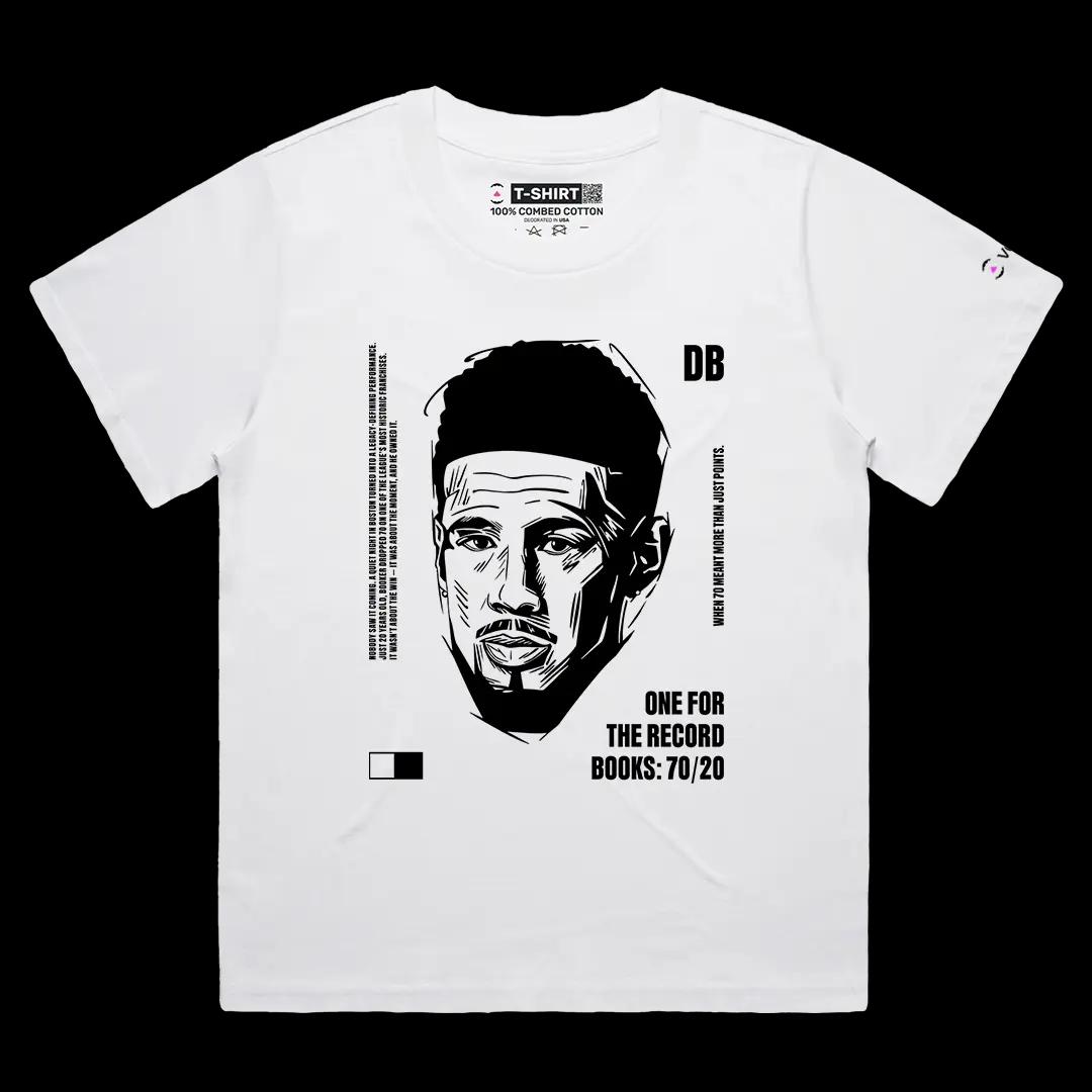 VOICEART White Female Loose Booker 70 Sports Graphic Tee for PHX Basketball Fans Short Sleeve Cotton T-Shirt Men and Women