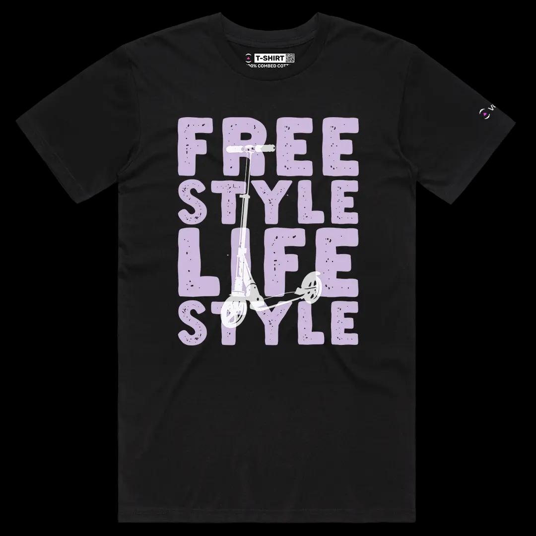 VOICEART Black Male Regular Retro Scooter Free Style Lifestyle Graphic Tee Short Sleeve Cotton T-Shirt for Men and Women