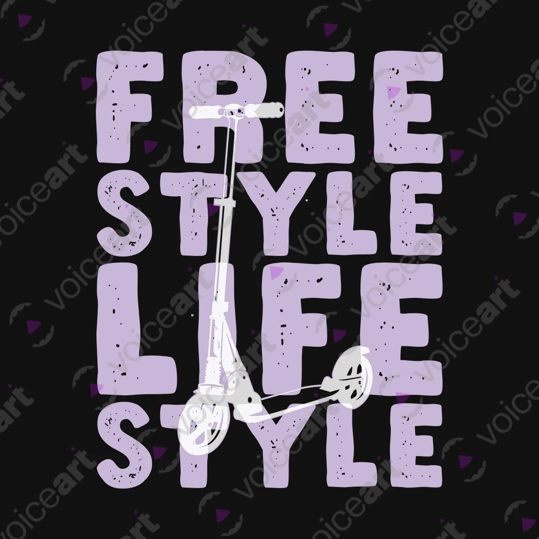 VOICEART Black Watermark Retro Scooter Free Style Lifestyle Graphic Tee Short Sleeve Cotton T-Shirt for Men and Women