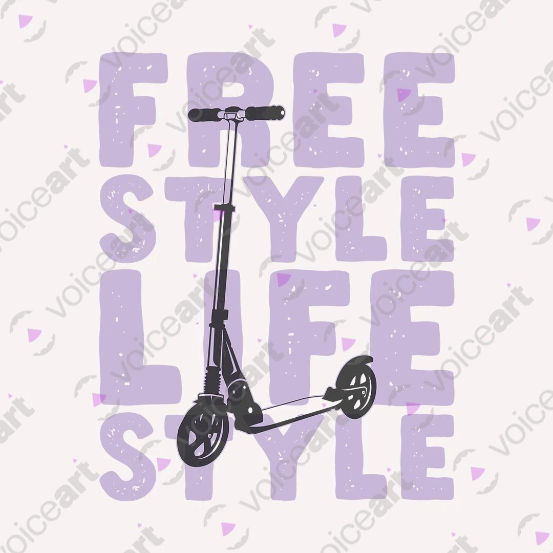 VOICEART White Watermark Retro Scooter Free Style Lifestyle Graphic Tee Short Sleeve Cotton T-Shirt for Men and Women