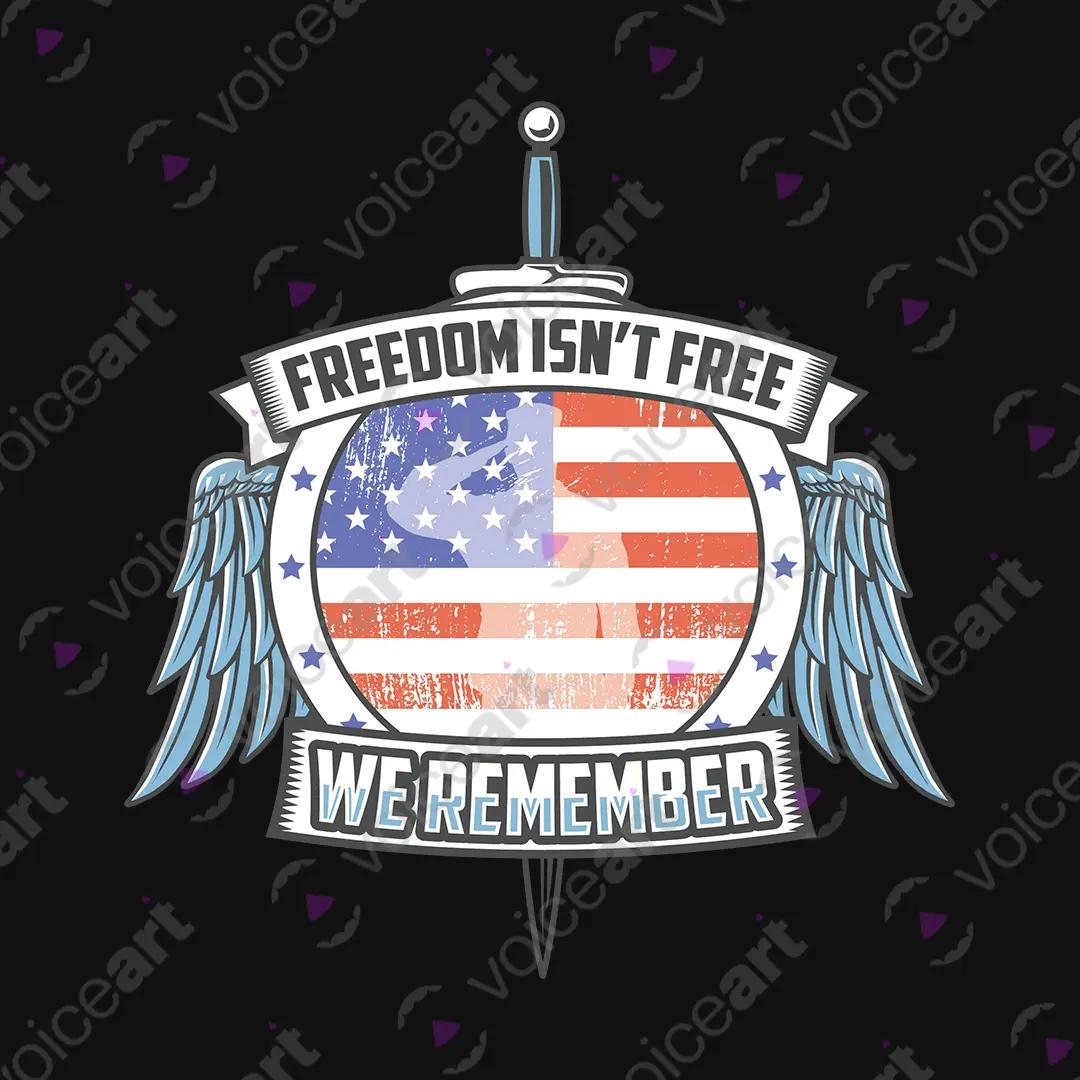 VOICEART Black Watermark Freedom Is Not Free Patriotic Graphic Tee for US Holidays Short Sleeve Shirt for Men and Women