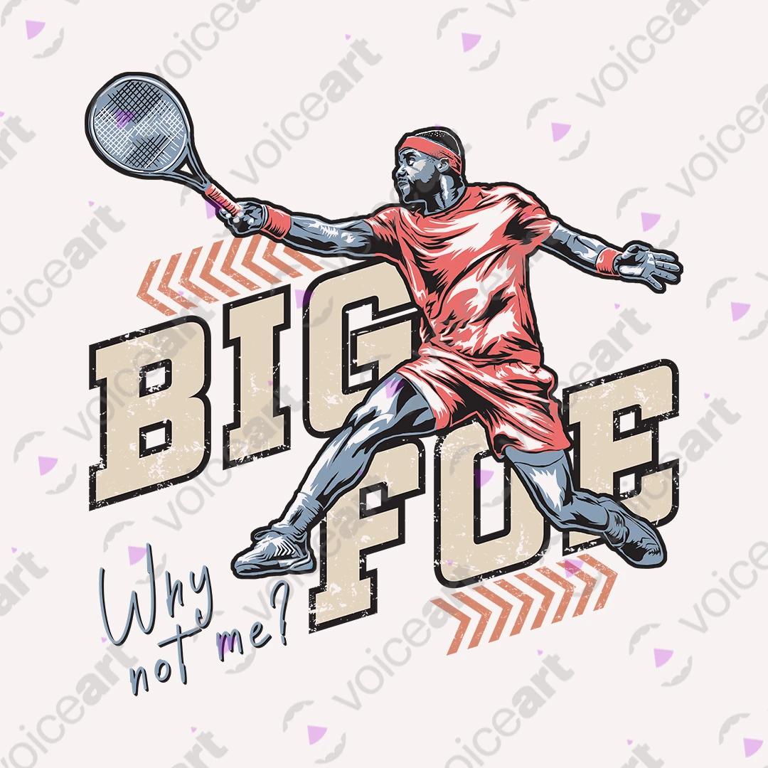 VOICEART White Watermark Tiafoe The Big Foe Sports Graphic Tee for Tennis Fans Short Sleeve T-Shirt for Men and Women