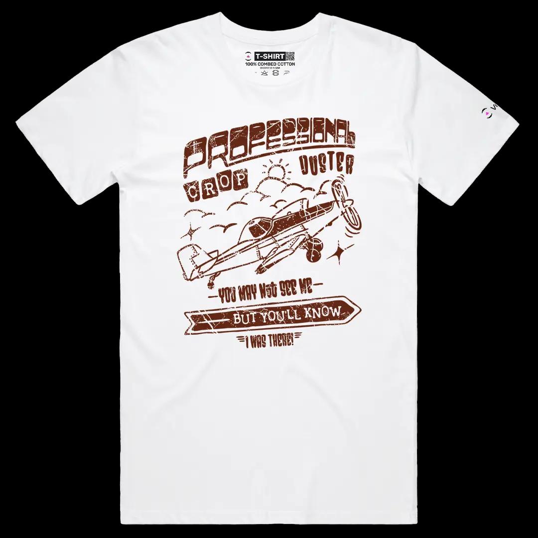 VOICEART White Male Regular You Will Know I Was There Crop Duster Funny Tee Short Sleeve Cotton T-Shirt for Men and Women