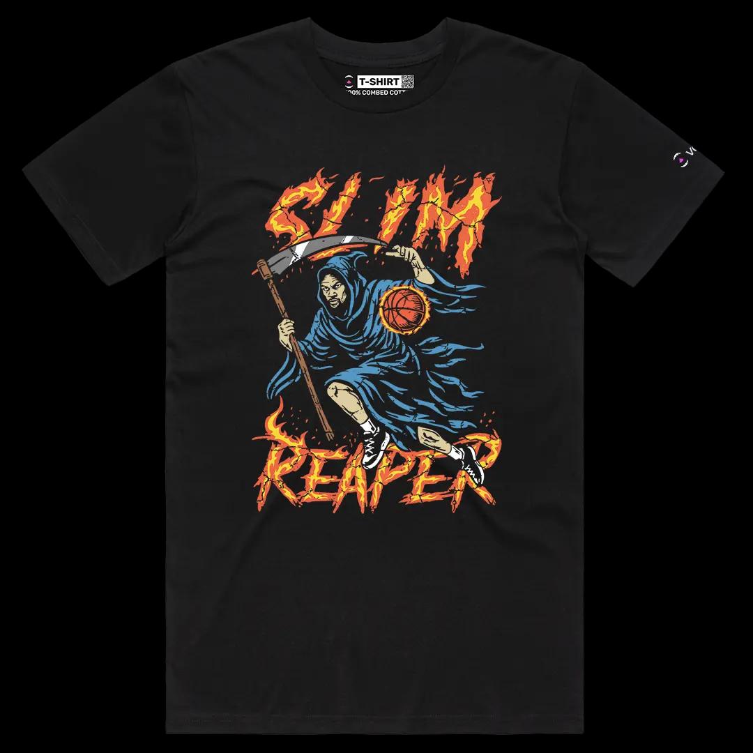VOICEART Black Male Regular Kevin The Slim Reaper Sports Graphic Tee for Basketball Fans Short T-Shirt for Men and Women