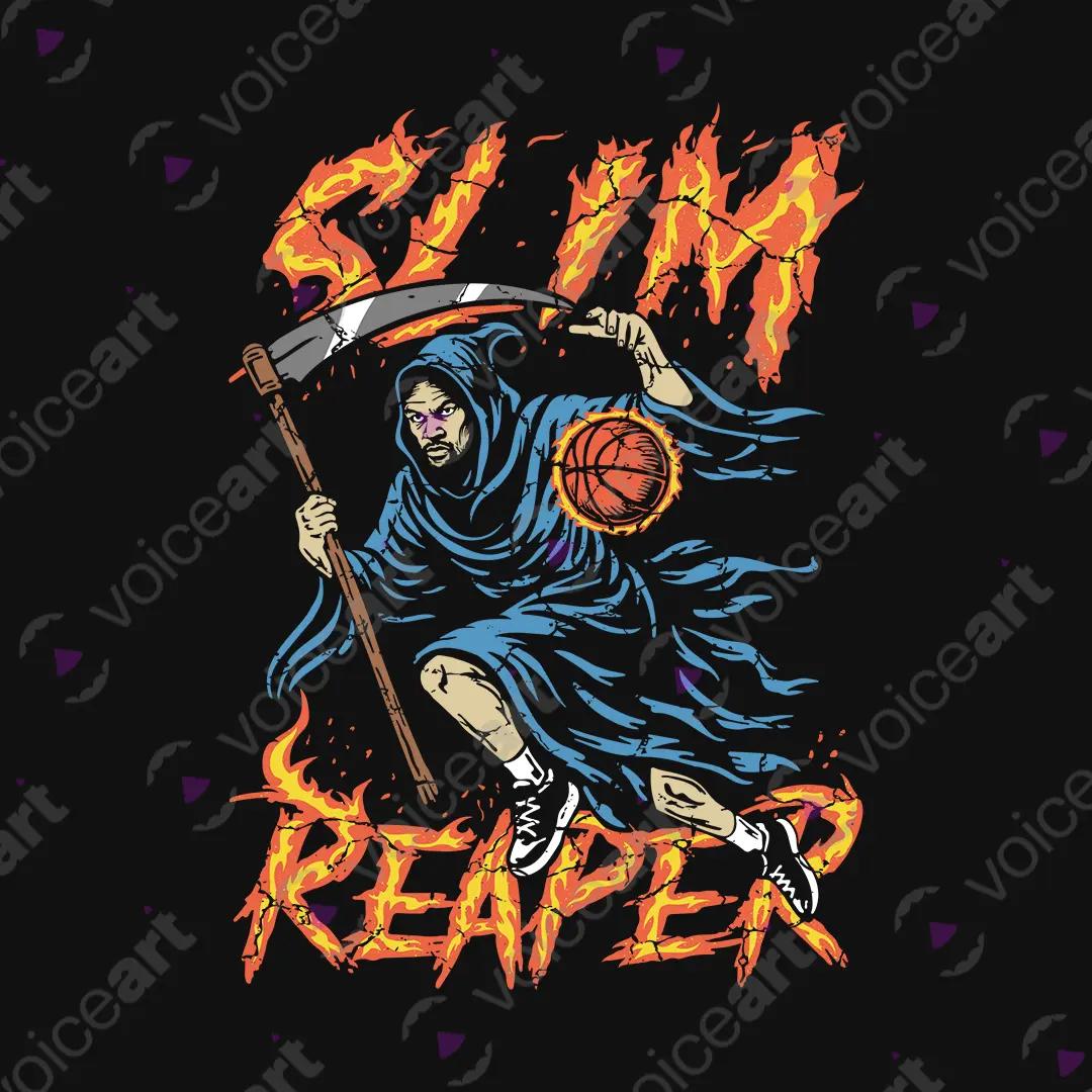 VOICEART Black Watermark Kevin The Slim Reaper Sports Graphic Tee for Basketball Fans Short T-Shirt for Men and Women