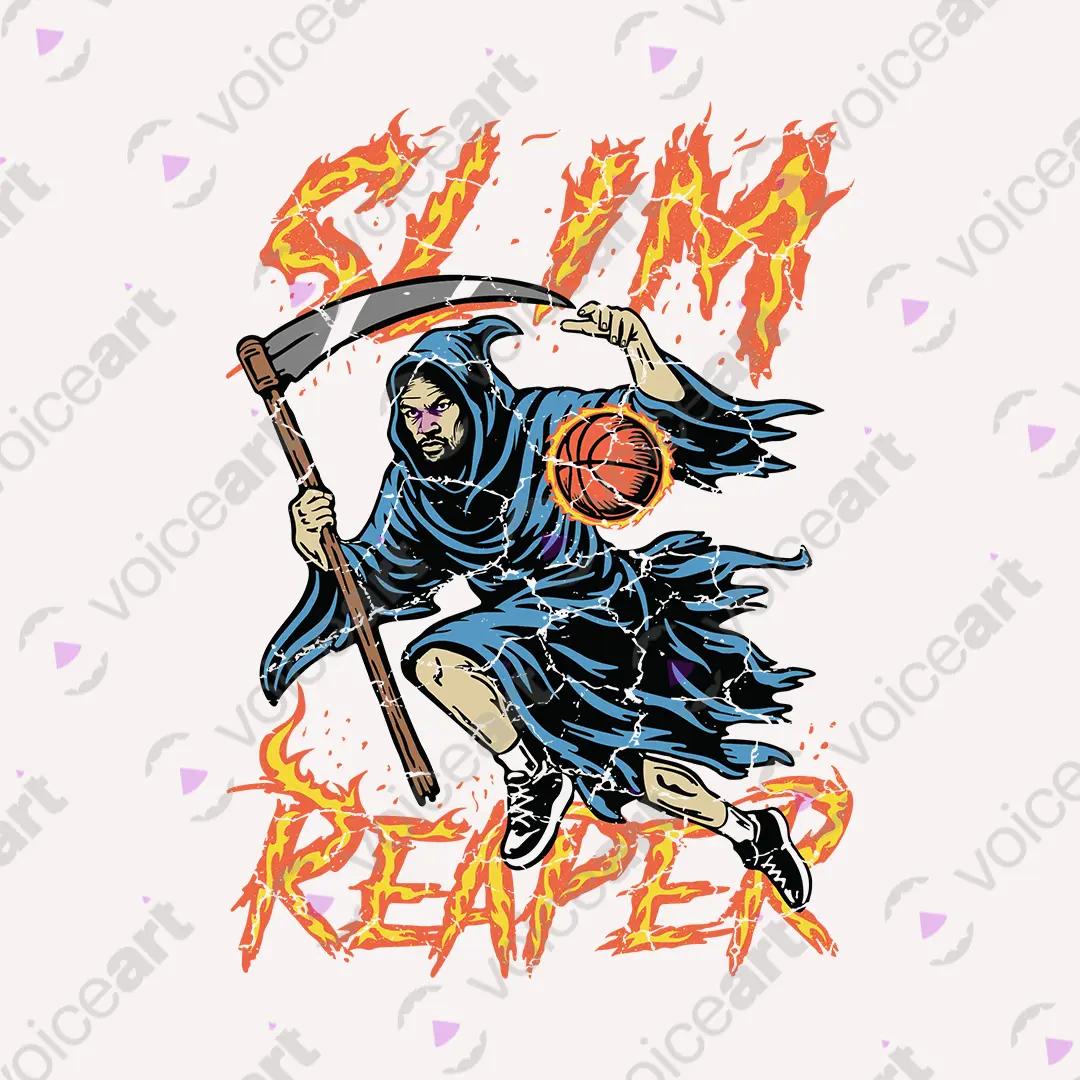 VOICEART White Watermark Kevin The Slim Reaper Sports Graphic Tee for Basketball Fans Short T-Shirt for Men and Women