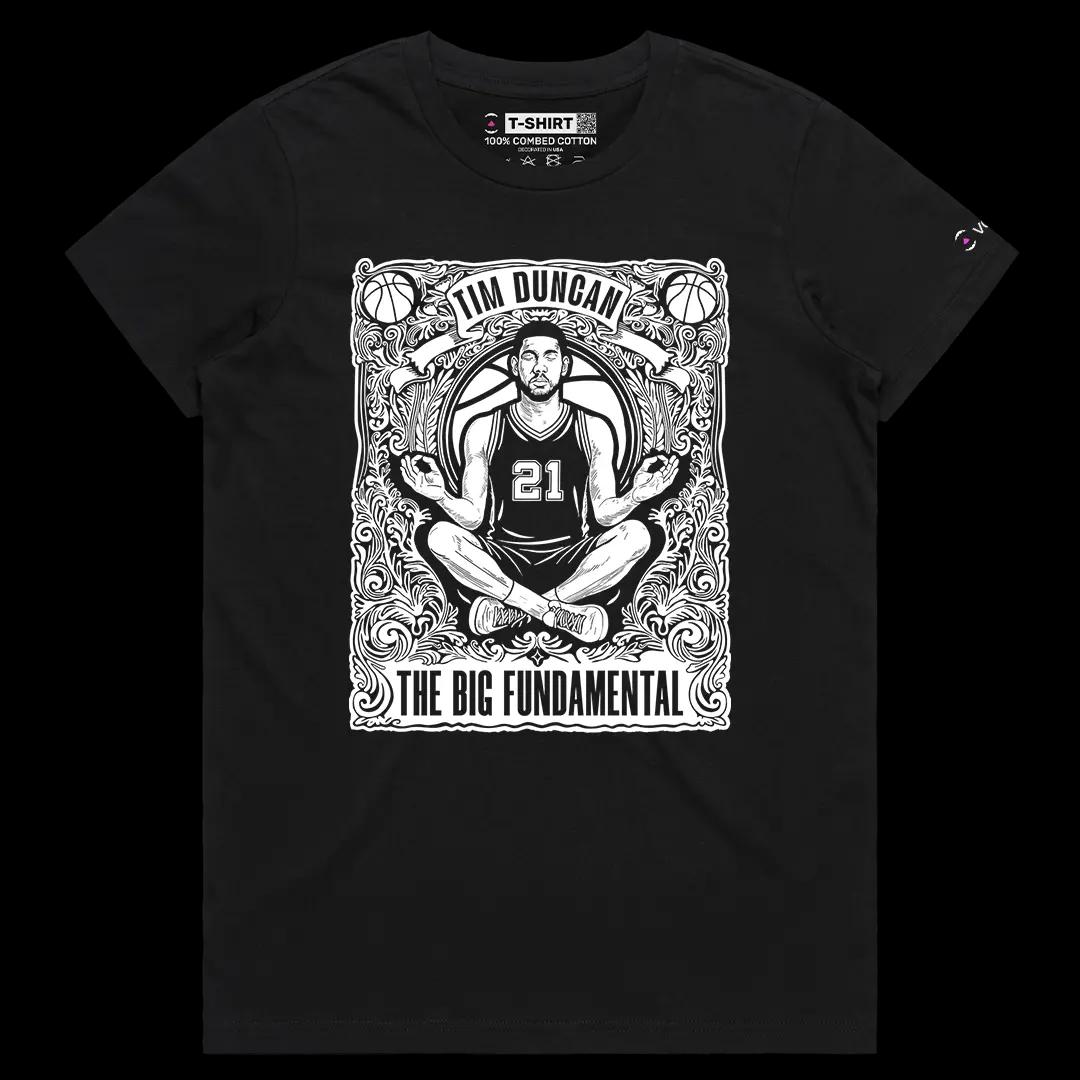 VOICEART Black Female Regular Tim The Big Fundamental Sport Graphic Tee for Basketball Fans Short T-Shirt for Men and Women