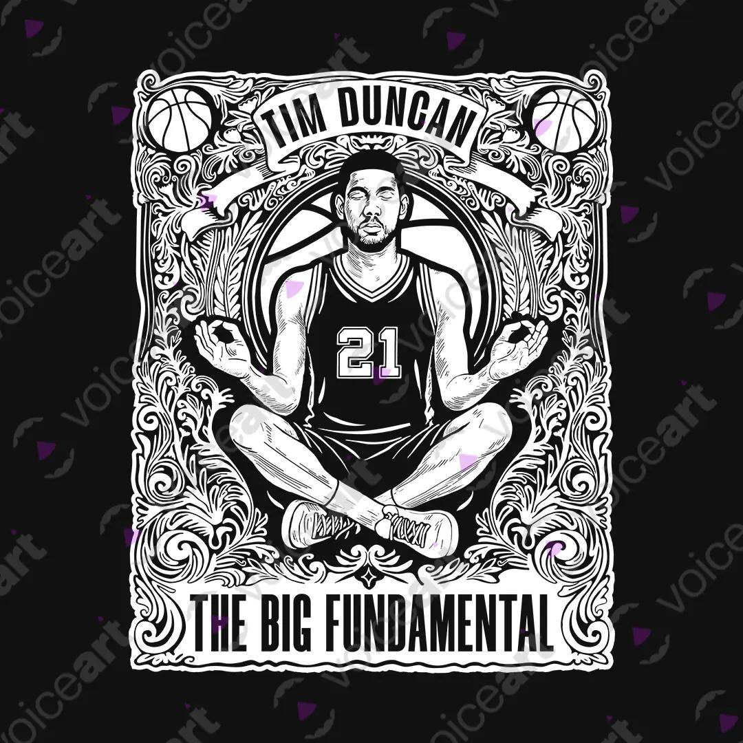 VOICEART Black Watermark Tim The Big Fundamental Sport Graphic Tee for Basketball Fans Short T-Shirt for Men and Women